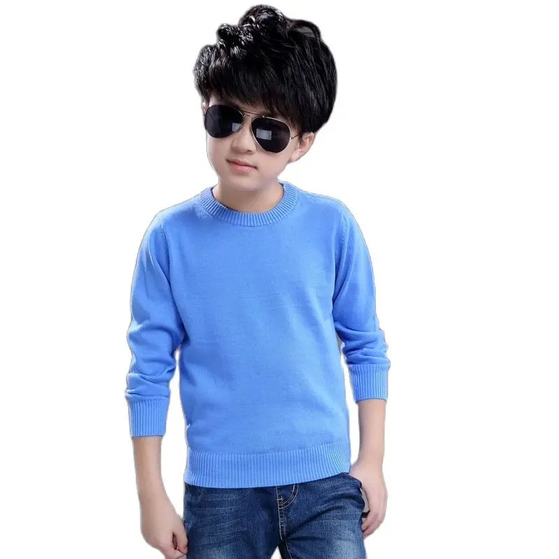 4-16Y Big Boys Knitting Sweaters Solid Color O-neck Knitwear