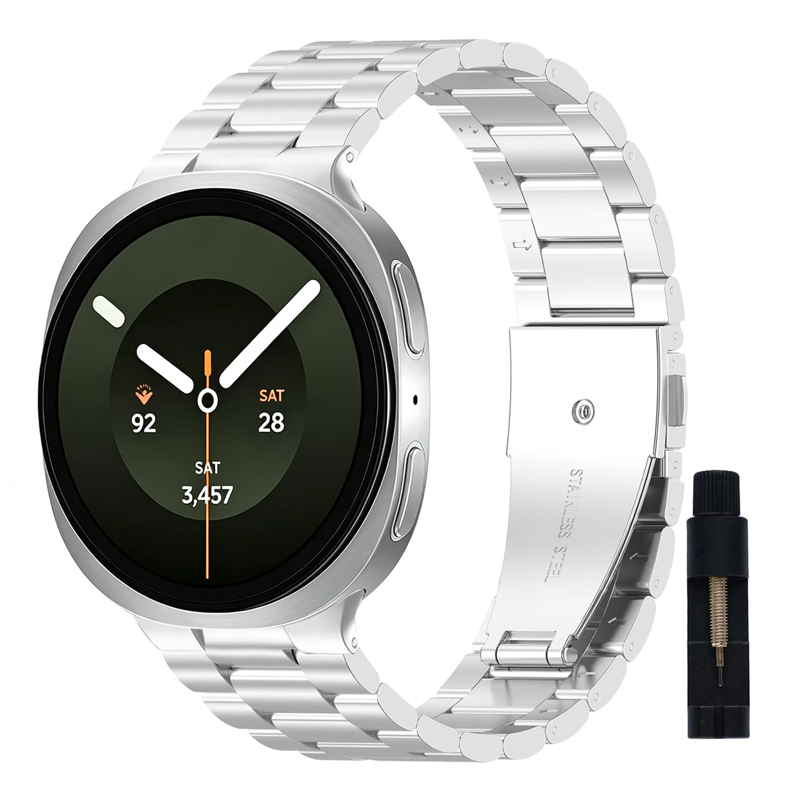 Premium Stainless Steel Metal Band - Elegant Link Bracelet Strap