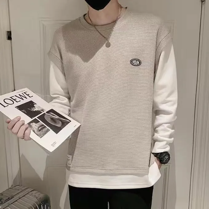 

new Vintage Brand Letter Embroidery V Neck Oversized Sweatshirt Men Long Sleeve letter printing sweatshirt