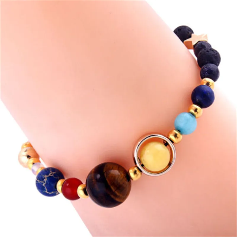 Beaded Bracelet Cosmic Galaxy Solar System Female Transfer Beads Eight Planets Natural Hand-woven Student