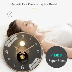 8 Inch Luminous Wall Clock Wood Silent light in dark night Nordic Fashion Wall Clock Non Ticking Clock With Night Light