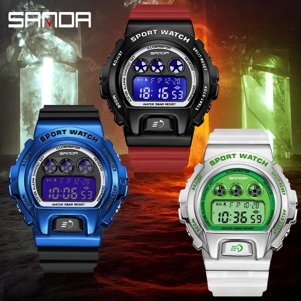 SANDA New Luxury LED Electronic Digital Watch Fashion Casual Mens sports Watches Ladies Clock Male Wristwatch Relógio masculino