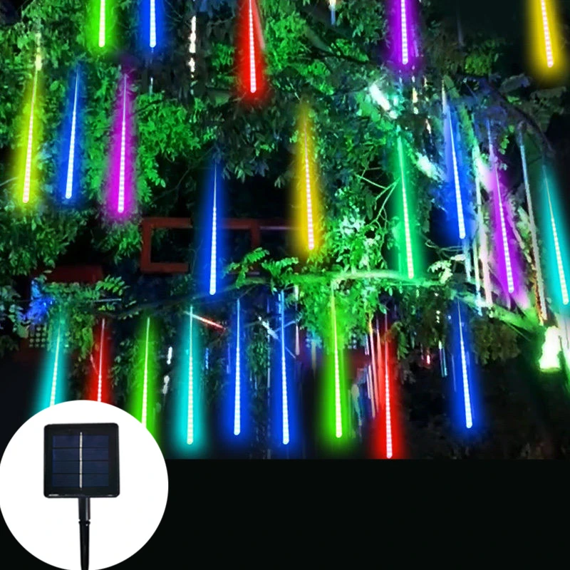 

Фонари с метеоритными душевыми огнями на солнечной батарее, сказочные гирлянды для рождественской вечеринки, сада, праздничное украшение, водонепроницаемое Рождественское украшение