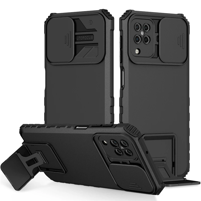 Per Samsung Galaxy A12 5G Custodia Slide Camera Protector Armor Kickstand Custodia Rigida Per Samsung A12 A 12 A12 Cover Posteriore Del Supporto