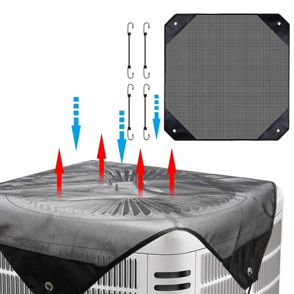 Heavy Duty Air Mesh Conditioner Cover  Central AC Leaf Guard  Protects Outside Units  Keeps AC Dry Inside Black