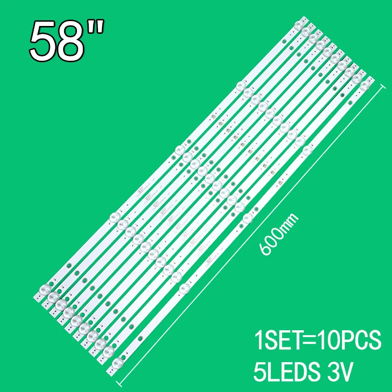 For 10PCS/Set 5LEDs 3V 600mm For 58