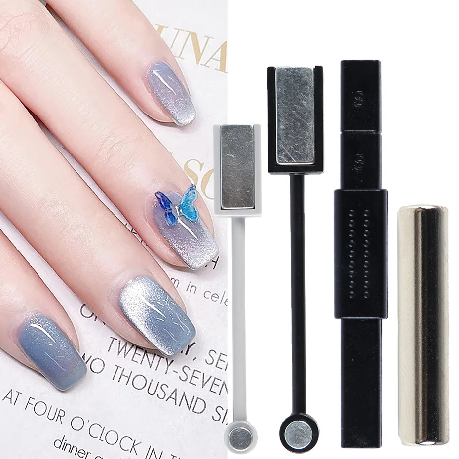 Nail Art Magnet Stick Board for Gel Varnish 9D Cat's Eye Line Strip Effect Square Round Shape Strong Magnetic Nail Tool GL1612-1