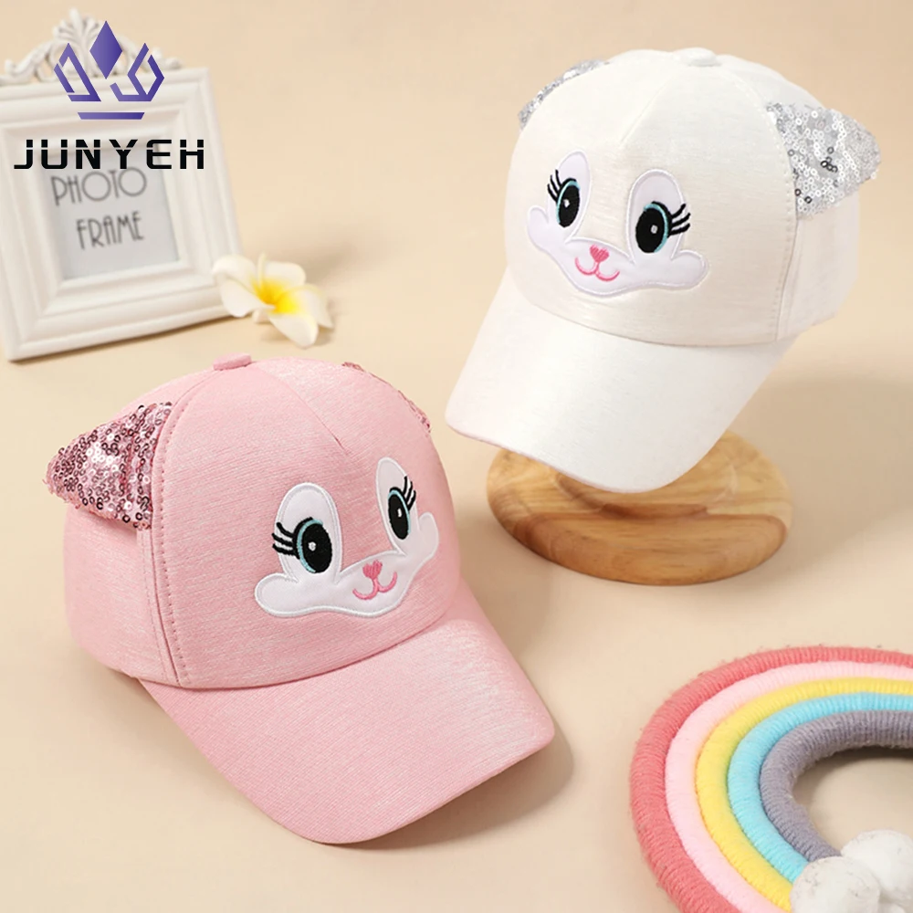 

Summer Caps New Cute Cartoon Cat Ear Girls Hats Adjustable Baseball Cap For Kids Children Girl Sun Hat 2-8 Years