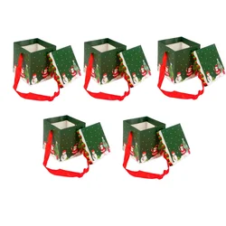 Personalized Christmas Eve Foldable Gift Box - Holiday Party Favor & Present - 15x15x15cm (Green Tree 5PCS)