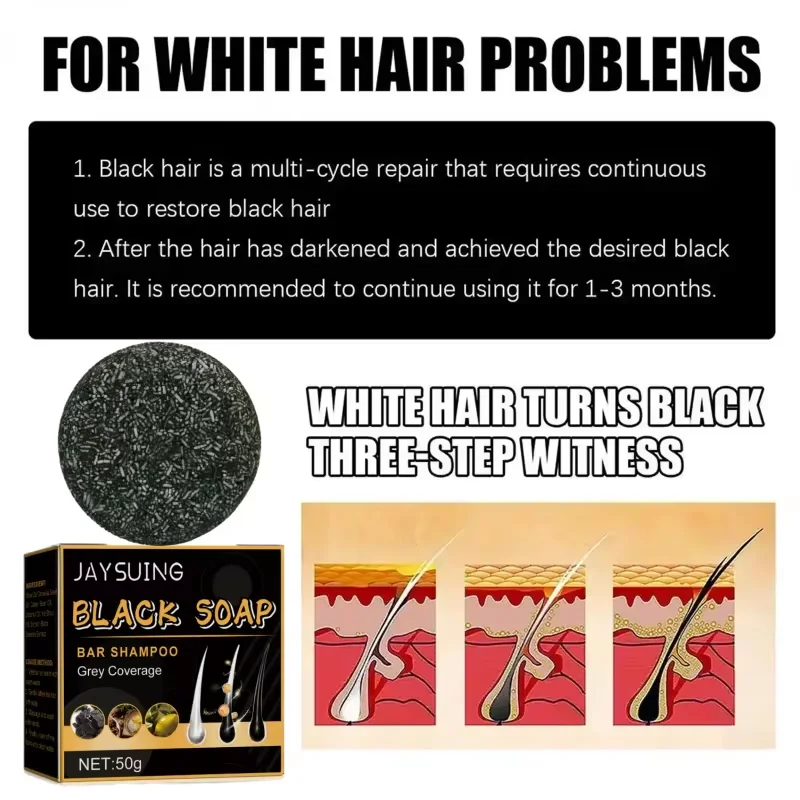 Hair Darkening Shampoo Soap Restore Gray Beard and Hair Natural Color 50g