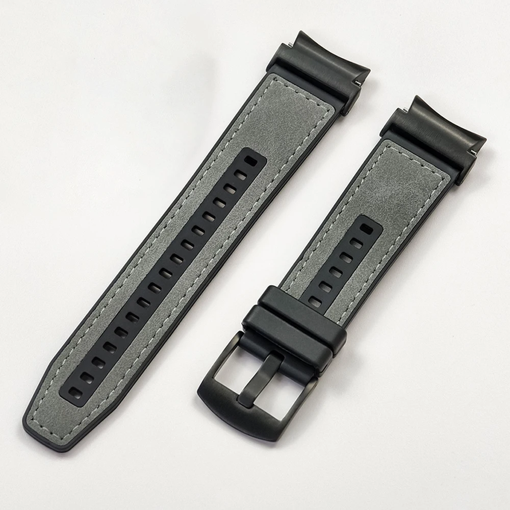 Premium Dual Material Strap for Smartwatches - Silicone & Leather Bracelet