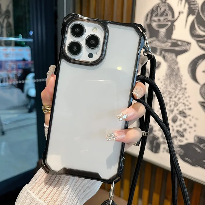 Custodia A Tracolla Per IPhone 11 Pro – TPU Trasparente Con Cordino Nero – Protezione Antiurto - 5