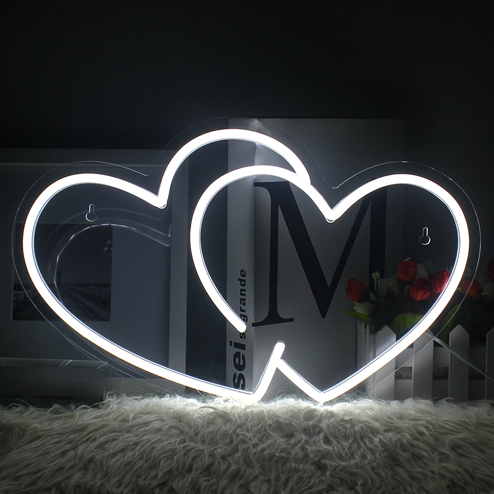 Description Picture 4 of itemLove Heart Neon Sign LED Light Luminous Wedding Party Room Shop Home Heart Wall Decoration Lamp Dimmable USB Neon Lights