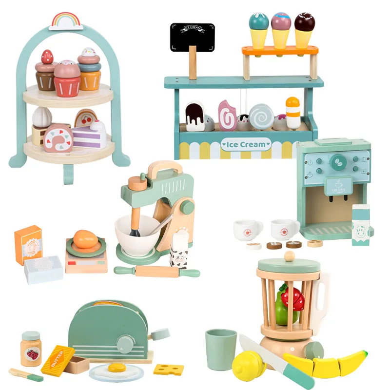 

Children Wooden Kitchen Toys Pop-Up Toaster Play Set 9Pcs Interactive Early Education Montessori Toy Toddlers Pretend Play Food