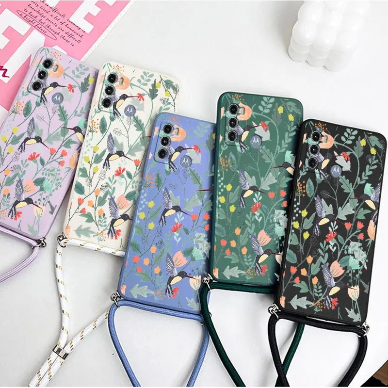 Silicone Crossbody Lanyard Phone Case - Free Bird Design
