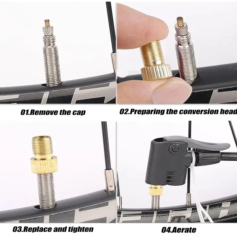 8-2pcs Bicycle Valve Pump Adapter Bike Valve Converter Presta To Schrader Convert Nozzle Inflation Adaptor Bicycle Accessories