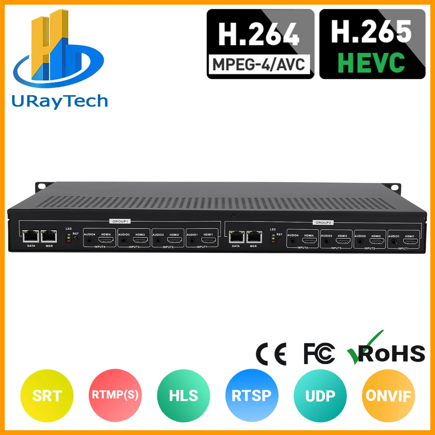 1U Rack Hevc H.265 H.264 Hdmi Video Stream Encoder Streaming Live Hd Iptv Encoder 8 Canali Da Hdmi A Http Rtsp Rtmp Encoder