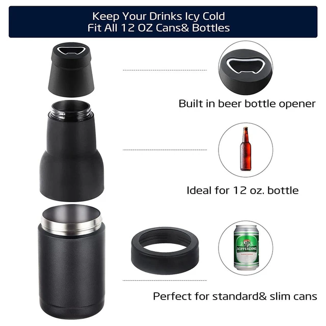 12oz Beer Cooler With Bottle Opener Vacuum Insulated Double Walled  Stainless Steel Beer Bottle Holder For Beer Can Cooler Bar - AliExpress