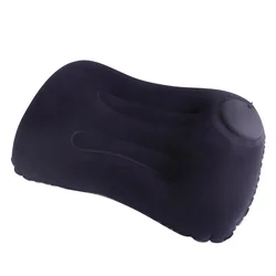 Compact Inflatable Travel Pillow - Ergonomic Neck and Waist Cushion for Home, Office, and Travel (Flocking- Navy)