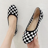 11 Colors Stretch Fabric Shoes Woman Knitted Loafers Breathable Checkered Flats Ladies Ballerinas Mocasines Femme Polyester Shoe 1