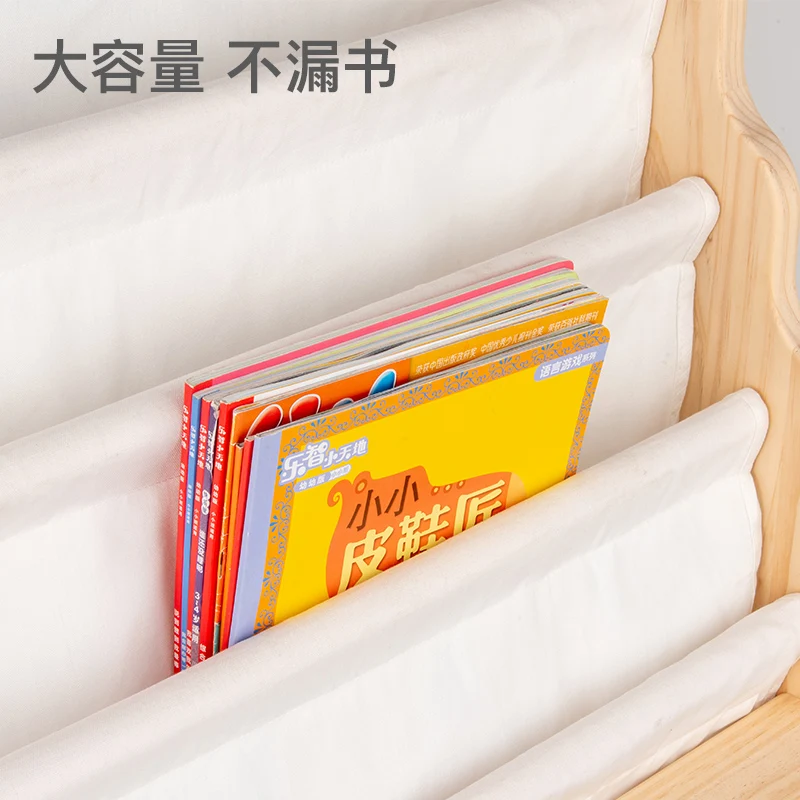 Simple Wooden Family Picture Bookshelf for Children Multi-Layer Mobile Cart Storage Rack Toy & Collections