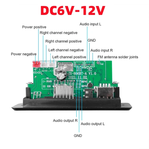 핸즈프리 앰프 MP3 디코더 보드, DC 12V, 블루투스 V5.0, 자동차 MP3 플레이어, USB 녹음 모듈, FM AUX 라디오, 50W 4