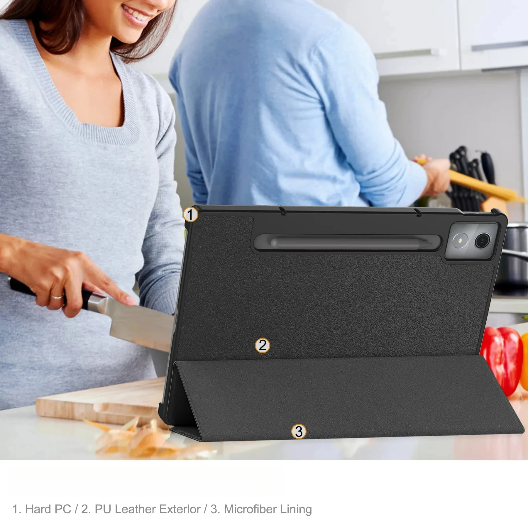 Für Lenovo Xiaoxin Pad Pro 12.7 Tablet-Hülle TB375FC Dreifach Faltbare Standhülle mit Schlaffunktion – Detail 10