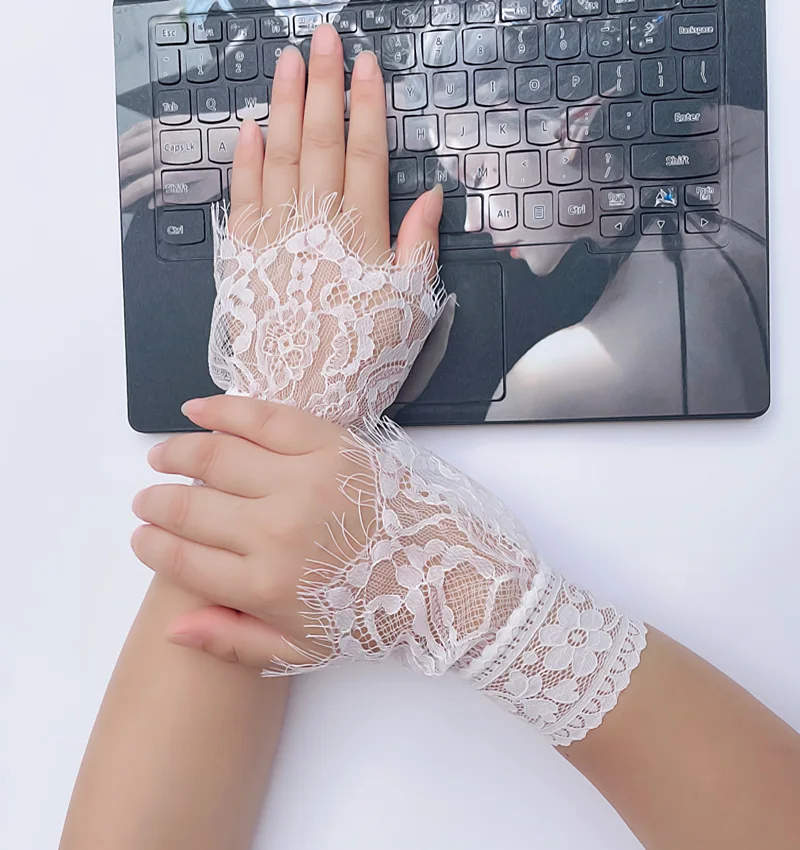 

Guantes перчатки без пальцев женские кружевные перчатки свадебные аксессуары прозрачные винтажные Свадебные белые аксессуары варежки