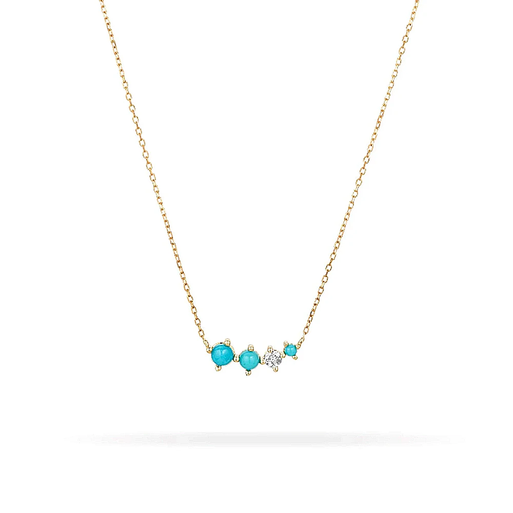 

Fashionable S925 Sterling Silver Irregular Turquoise Pendant Necklace For Women Clavicle Chain Necklace Jewerly Gift