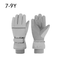Waterproof Thicken Kids Winter Ski Gloves - Warm & Durable Snow Mittens (7-9Y Gray)