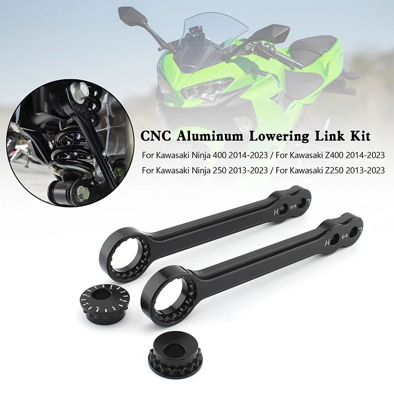 

Black Adjustable Motorcycle Lowering Links Kit Fit For Kawasaki Ninja 400/Z400/250/Z250 2013-2023 Up and Down Link Accessories