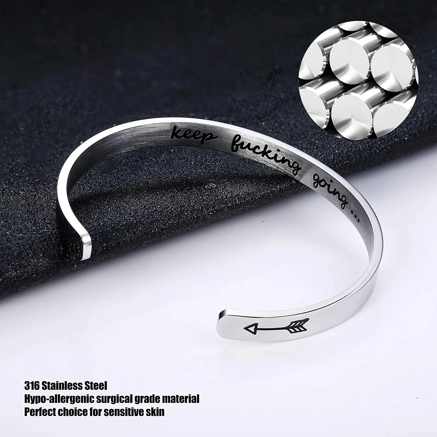 Bangle Bracelet for Men Women Jewelry Silvery Titanium Stainless Steel Inspirational Bracelets Bangles Love Engraved Cuff Bangle 4