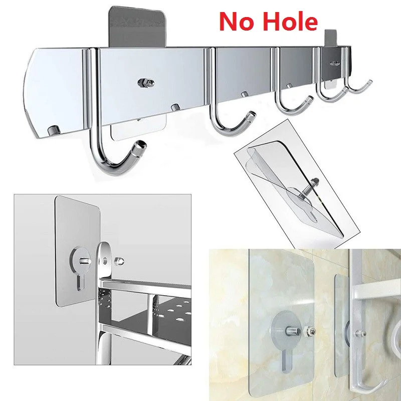 Heavy Duty No Drill Screw Stick-On Punch Nail Screw Strong Adhesive No Trace Bathroom Kitchen Nailless Wall Hook Rods 2pcs