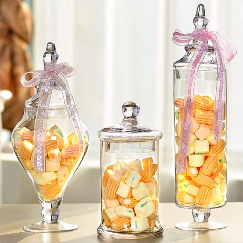 

Three Transparent Crystal Wedding Candy Styles Different Grain Crafts Jars Glass Bottle Storage Decor