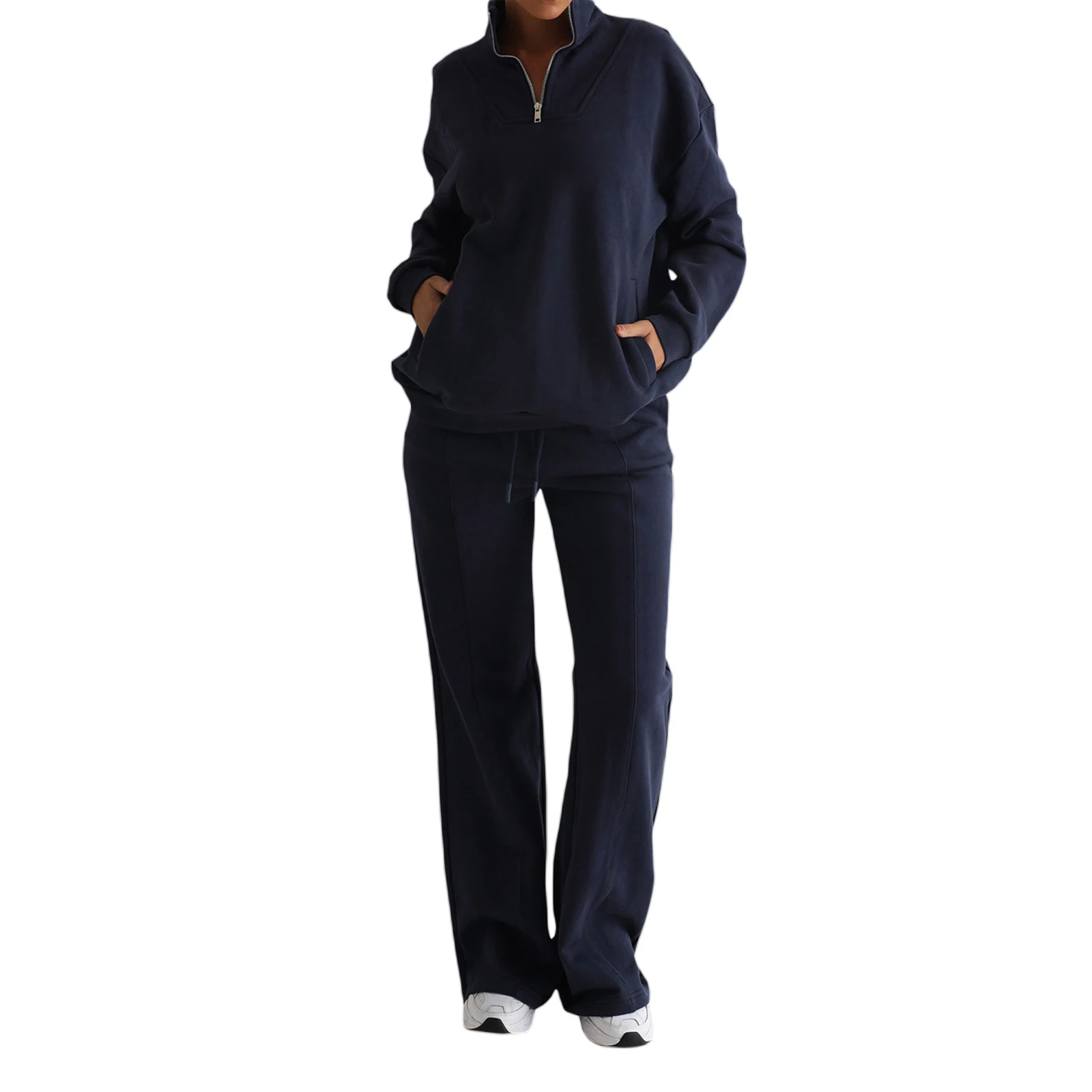 

Women's 2 Piece Half Zip Sweatshirt Sweatpant Lounge Set Tracksuits Casual Outfits Long Sleeve Stand Collar Zip Up Top Pant Sets