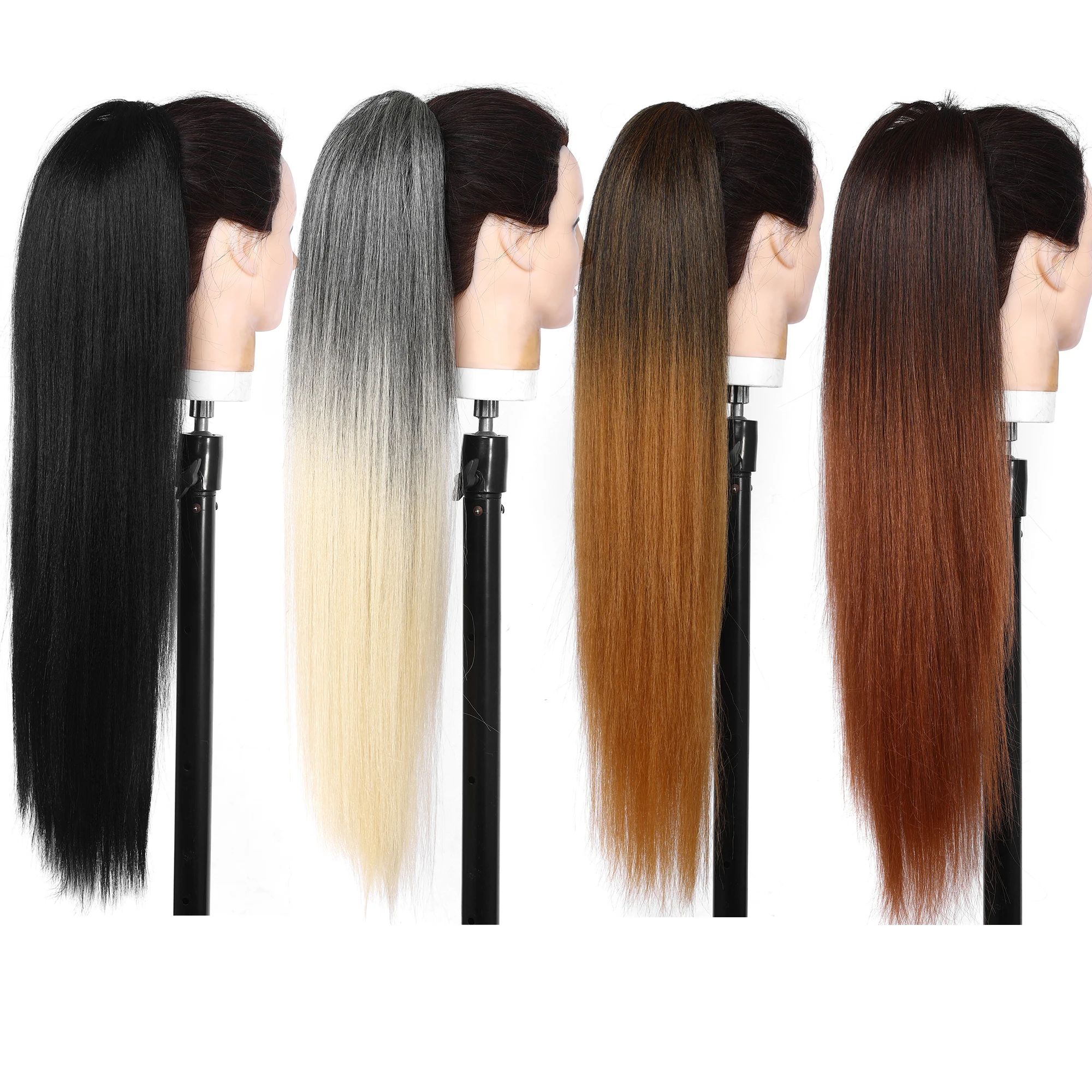 

26 Inch Long Natural Hair Yaki Straight Drawstring Pony Tail Extensions Hair Synthetic Clip in Hairpiece Pieces Ponytail