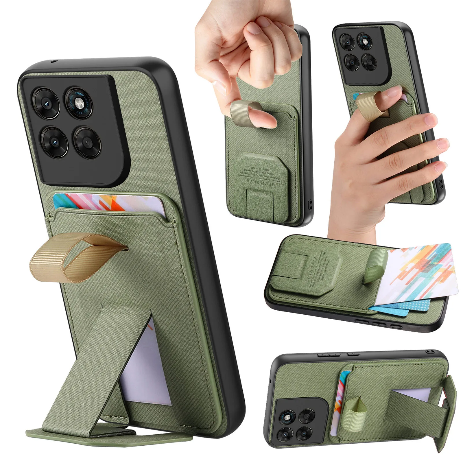 Shockproof Finger Strap Phone Case with Card Holder Cover