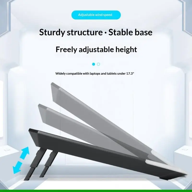 U55C 조정 가능한 노트북 냉각 스탠드 RGB 효과 터치 컨트롤 휴대용 접이식 무음 팬 열 방출