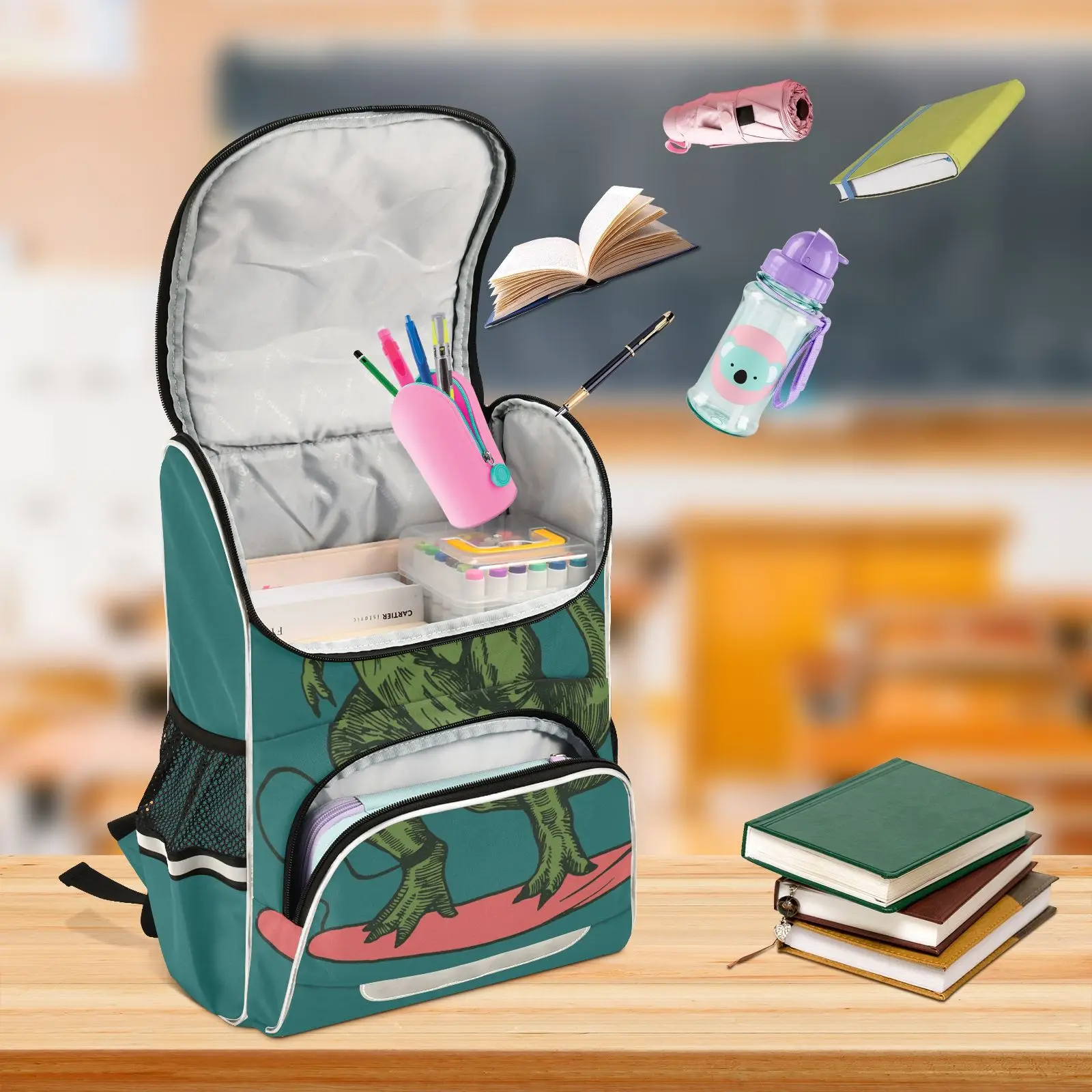 New Schoolbag Children Backpack Boys Girls Primary Rainbow Cartoon Dinosaur Design Book Bag Multi Pockets Japanese Backpacks 5
