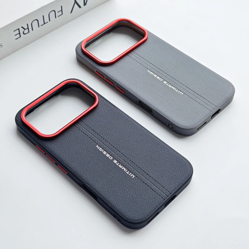 Luxurious PU Leather Soft TPU Bumper Minimalist Phone Case