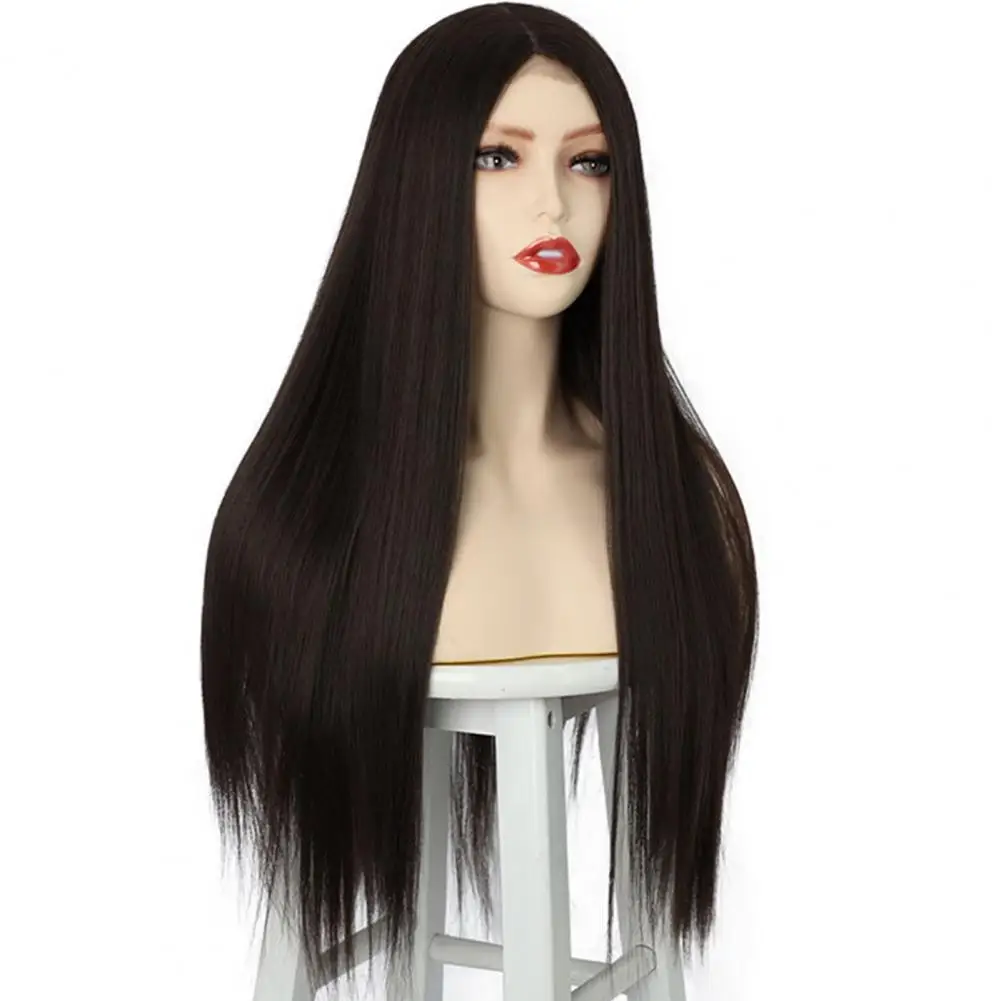 Hair Wig High Temperature Silk Feminine Fluffy Natural Looking Soft Touch Hair Styling Cosmetics Tool Women Black Long Straight