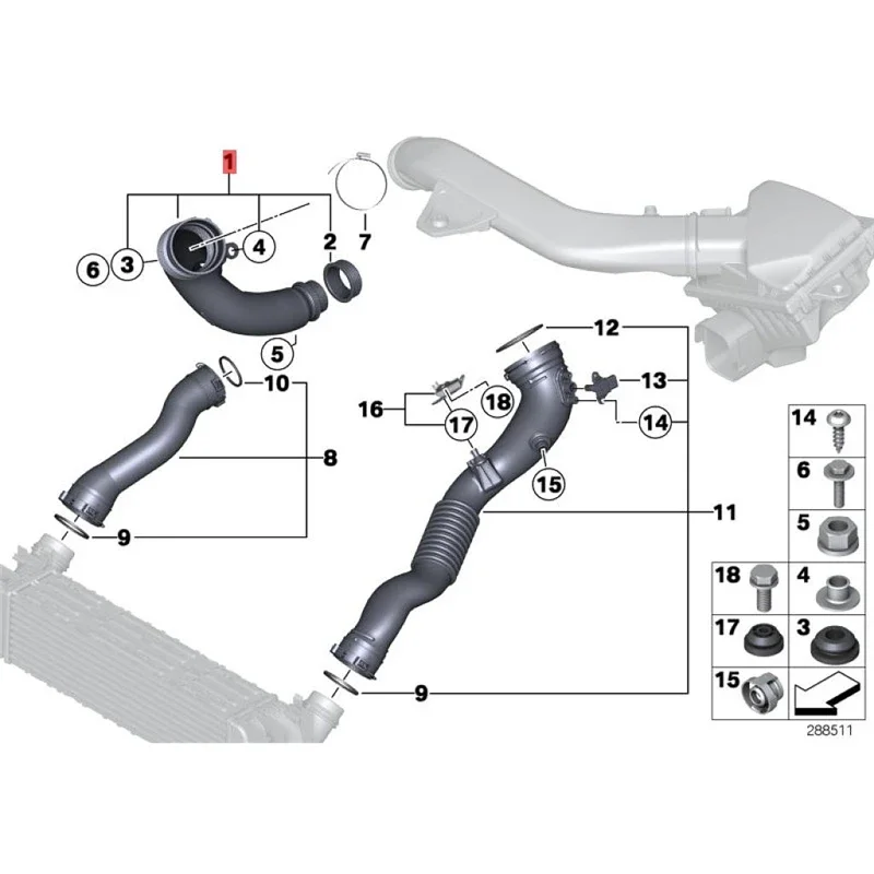 13717602651 Car Turbo Charged Pipe for BMW 1 2 3 4 Series F30 F20 F32 F22 Air Intake Hose Auto Parts