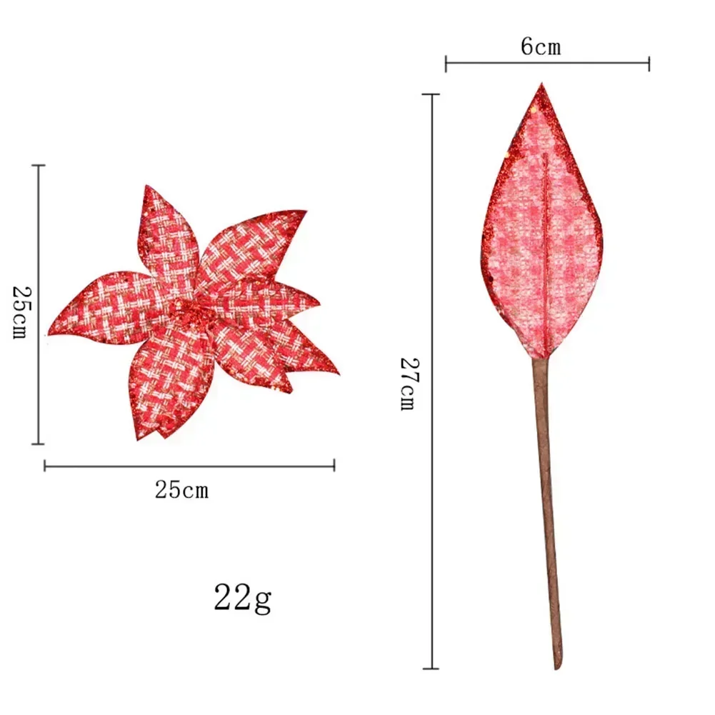 Artificial Flower Christmas Flowers Cloth Three-layer Wire Beautiful Bling Flowers For Decoration Christmas Trees