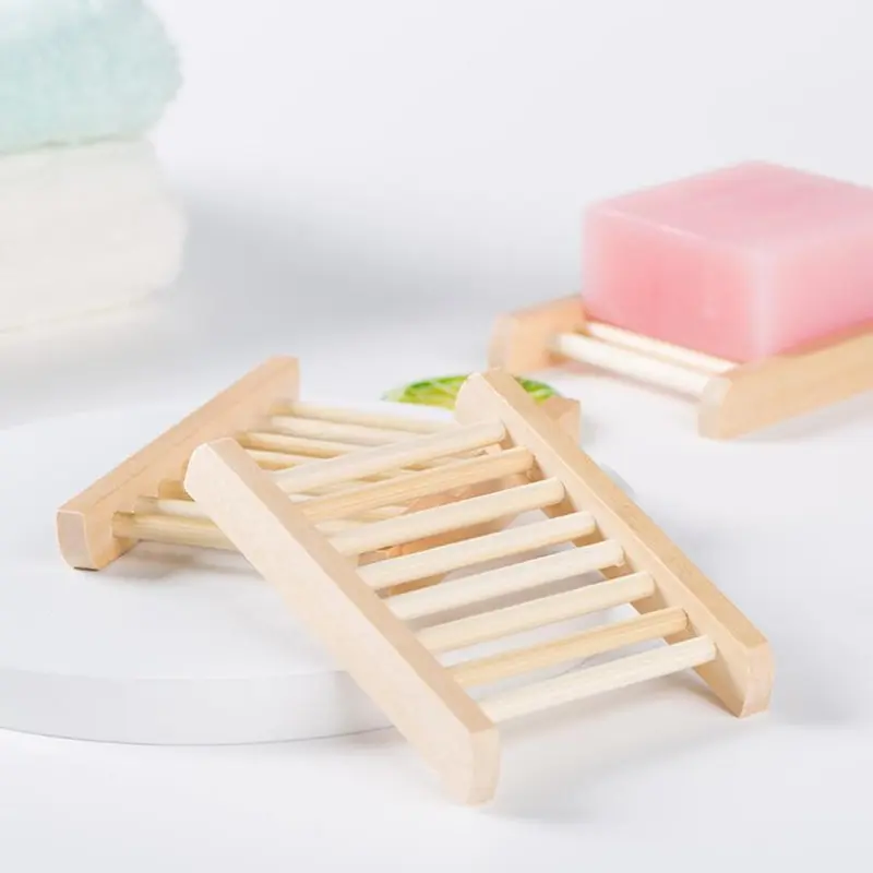 NEW Hot Sale Natural Wood Bamboo Soap Drainer Dishes Tray Soap Dry Holder Storage Rack Plate Wood&Bamboo Natural Wholesale Hot