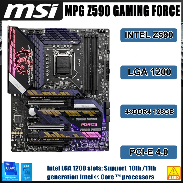 Carte mère LGA 1200 MPG Z590, Intel GAMING FORCE, DR4, 128 go, M.2 SATA III  PCI-E 4.0, usb 3.2, ATX pour CPU 11e génération - AliExpress