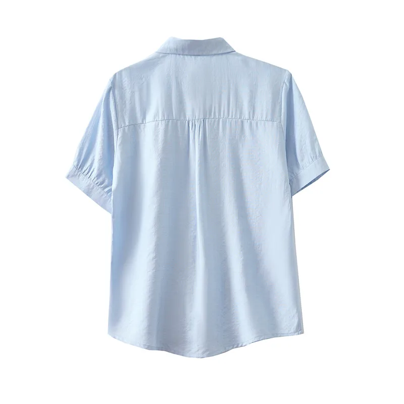 New Mom Fashion Lapel Collar Versatile Short Sleeve Shirt Thin Summer Middle Aged Women'S Loose And Comfortable Casual Top