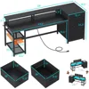 59" Office Desk, Reversible, Drawers & Storage, Gaming Desk with LED Lights & Power Outlet 2