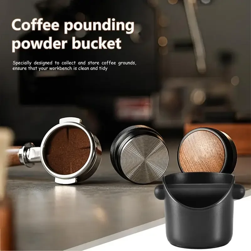 Coffee Powder Box Black Coffee Slag Bucket with Deep Bowl Dump Bin Detachable Knock Bar Coffee Machine Grind Trash Bin