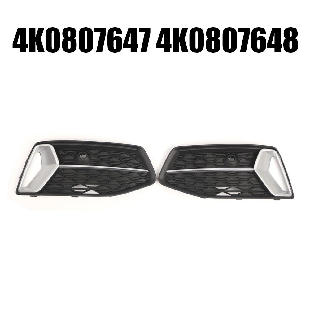 C8 Saden 2019-2023 4K0807647 4K0807648 자동차 외장 부품 용 AudiA6 용 2Pcs 앞 범퍼 안개등 커버 그릴
