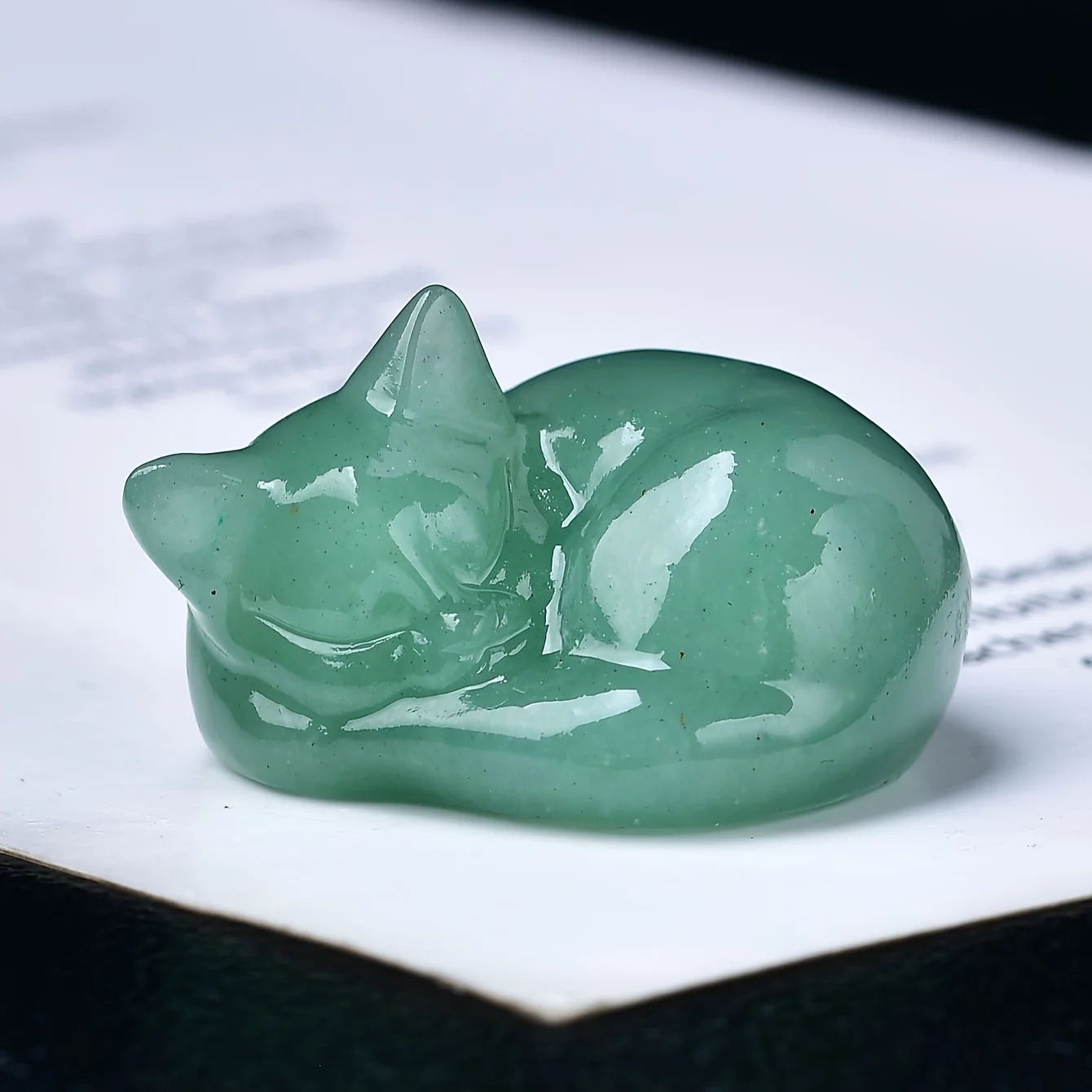 1pc Crystal Carving Sleeping Cat, Crystal Gift, Home Decor, Mineral Specimen, Bare Stone, Healing Stone D326-01